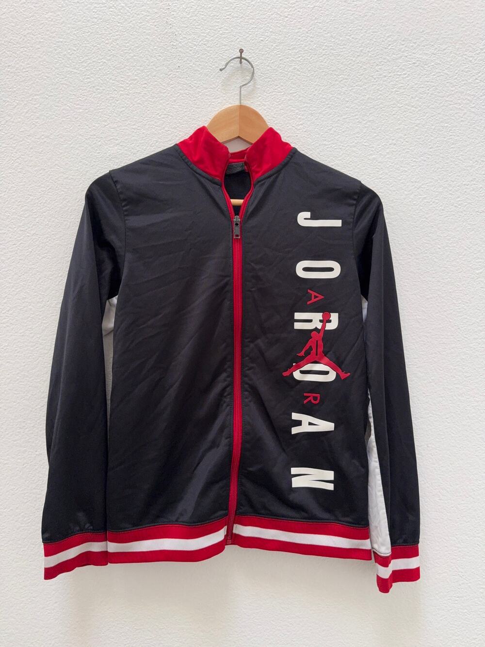 Jordan Boys Large L (12-13 Yrs) Tricot Full-Zip Track Jacket Black Red White